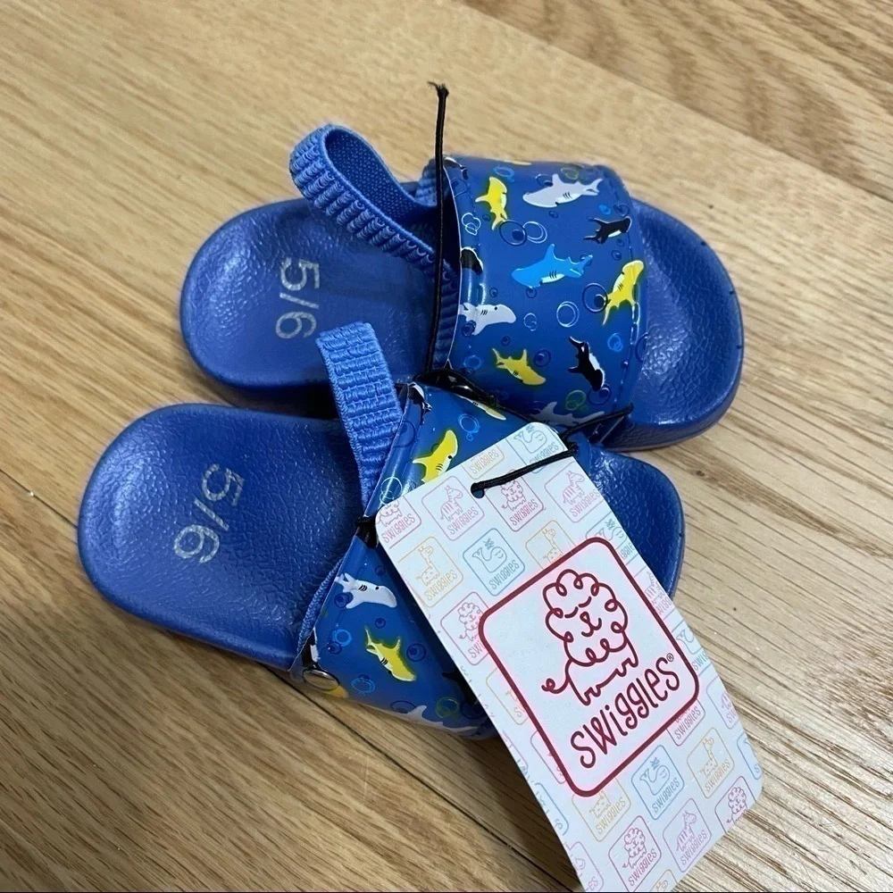 Swiggles Shark Print Sandals NWT 5/6 Blue Baby Boys